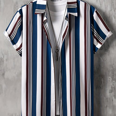 Stripe Graphic Print Casual Shirt for Summer