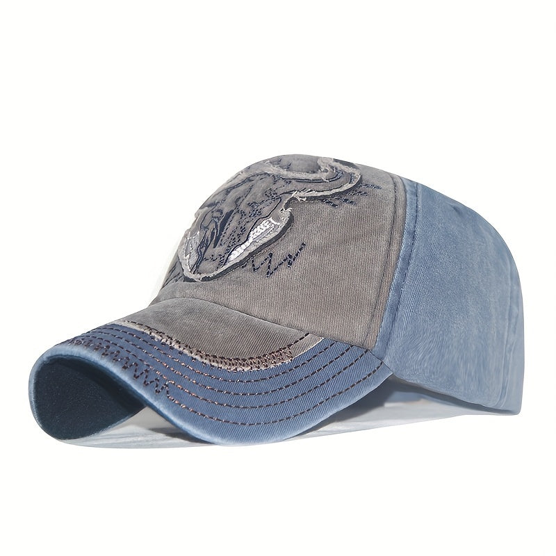Men's Distressed Embroidery Denim Baseball Cap