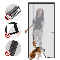 Magnetic Screen Door Thicker Fiberglass Mesh Closure Left Right Side Opening