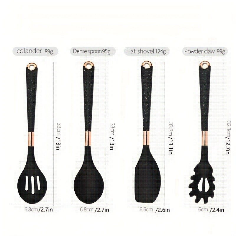 10pcs Silicone Kitchenware Set With Storage Bucket