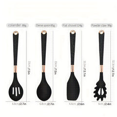 10pcs Silicone Kitchenware Set With Storage Bucket