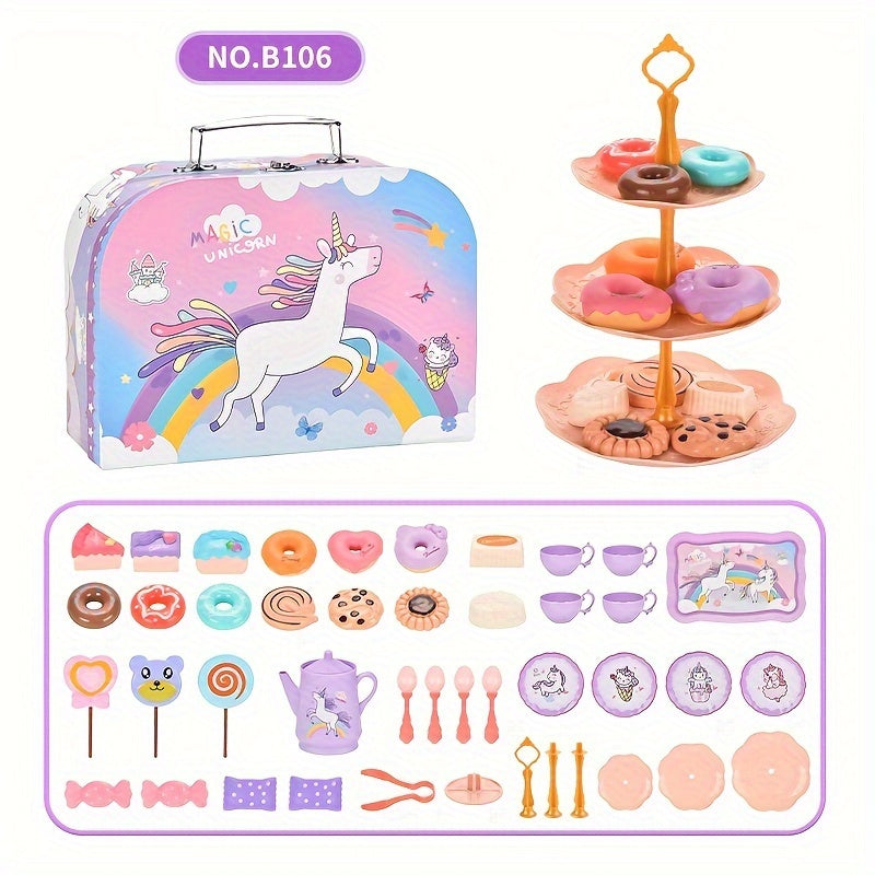 44pc Princess Tea Party Set with Pretend Plastic Teapot Role Playing Toys