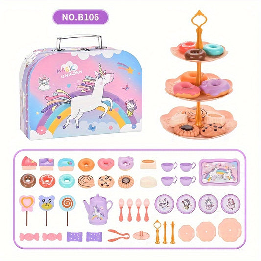 44pc Princess Tea Party Set with Pretend Plastic Teapot Role Playing Toys