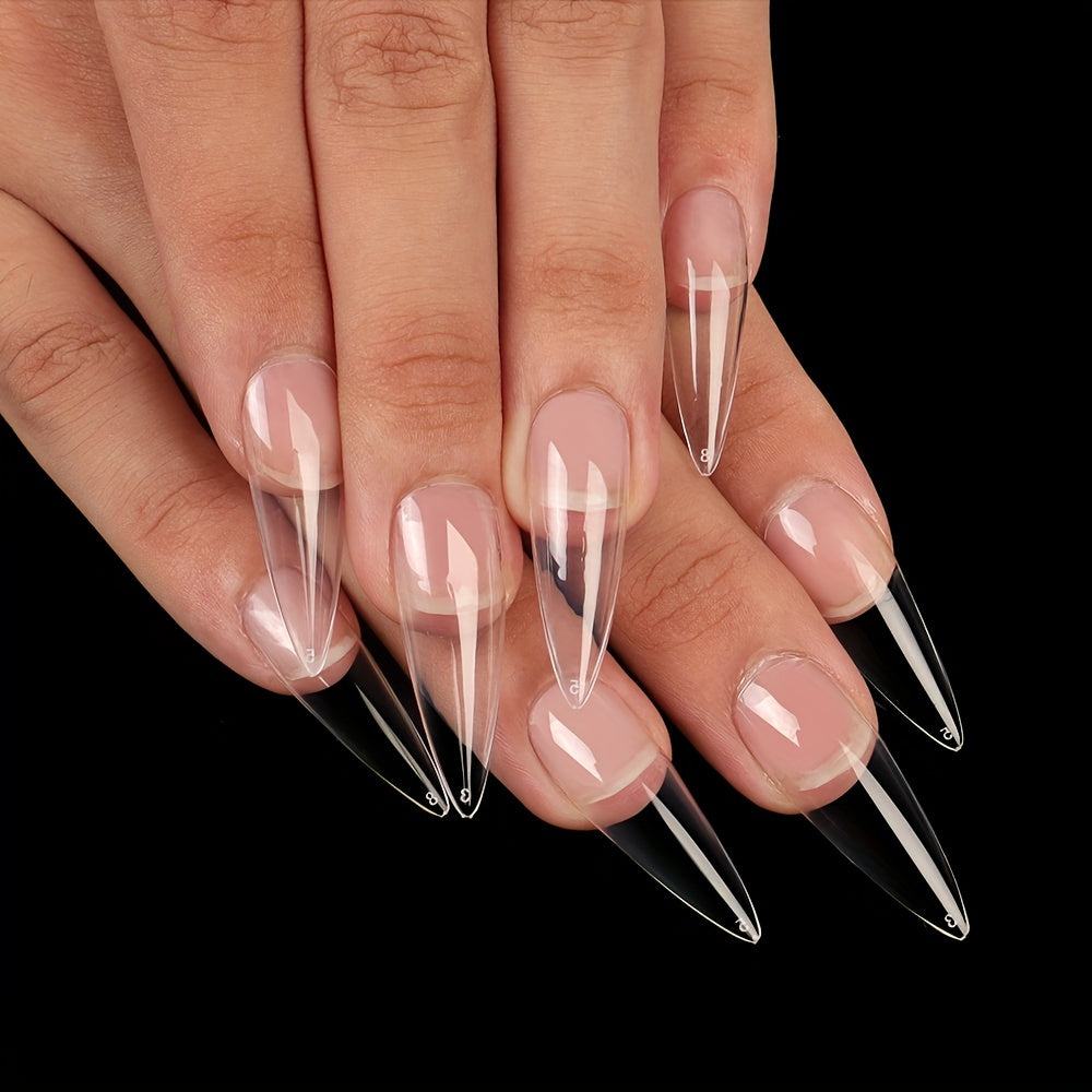 100pcs Clear Acrylic Coffin Nails Full Cover Tips DIY Nail Art Salon Use