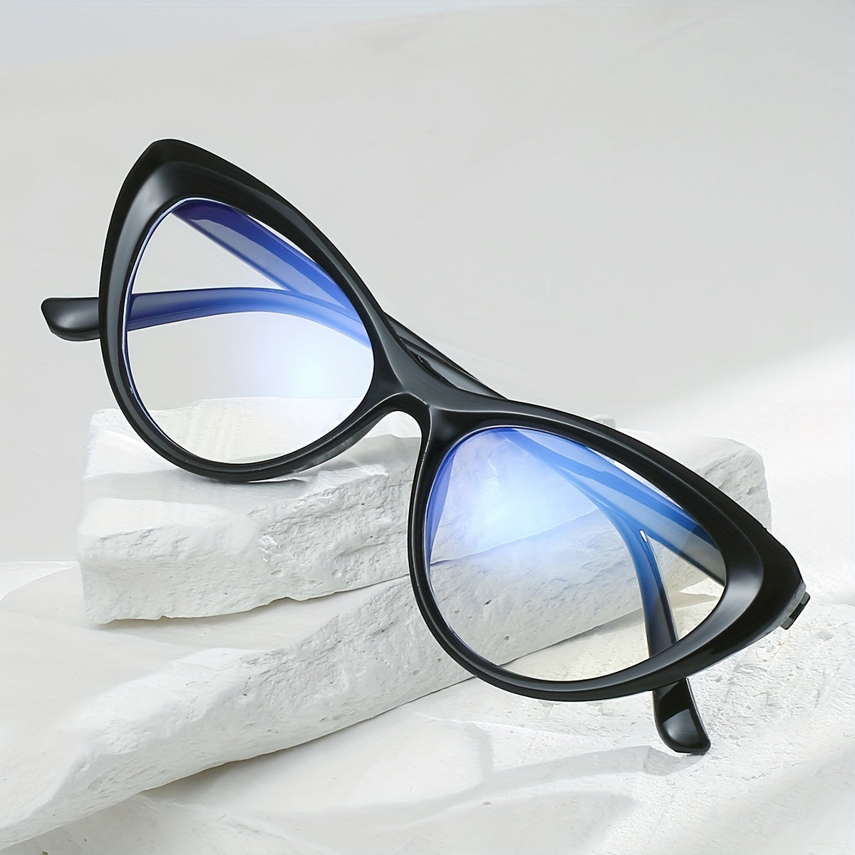 Cat Eye Clear Lens Glasses For Women - Triangle Anti Light Glasses