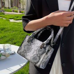 Snake Pattern Tote Bag Faux Leather Shoulder Bag
