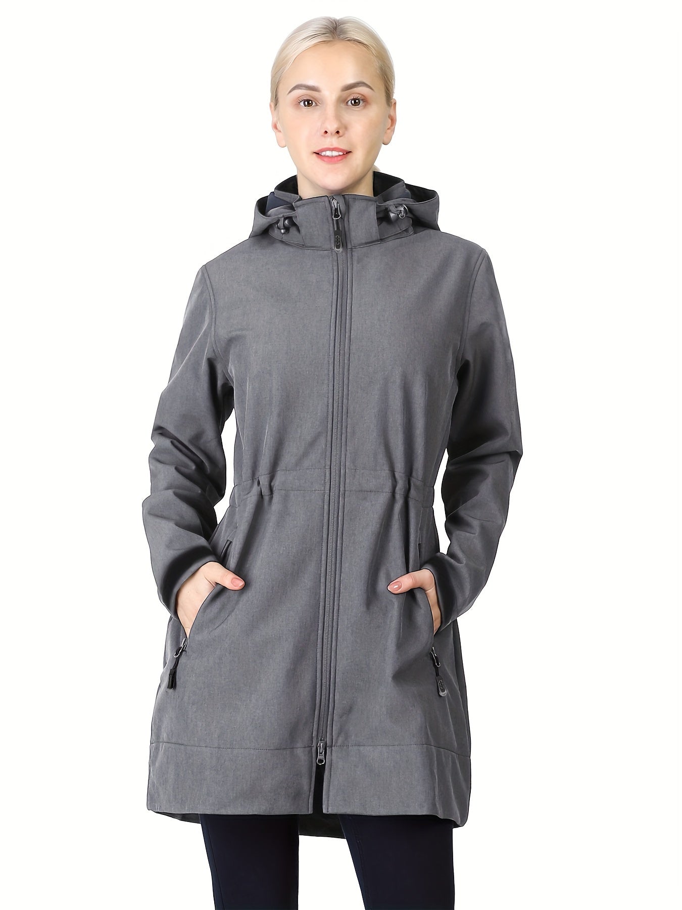 Women's Waterproof Hooded Jacket Fleece Lined Windbreaker