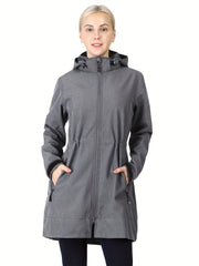 Women's Waterproof Hooded Jacket Fleece Lined Windbreaker