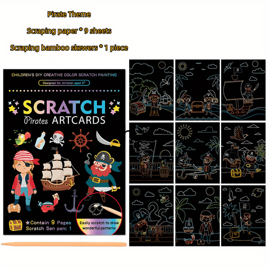 9pcs Children's Cartoon Art Scratching Set