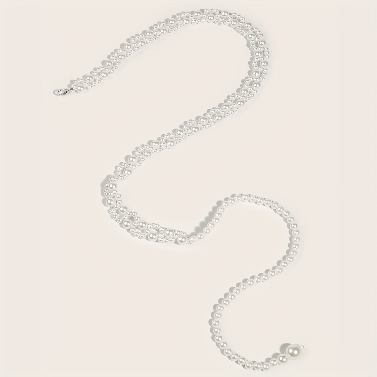 Faux Pearl Waist Chain Pendant Elastic Chain Belt Dress Girdle