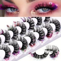 7 Pairs Colorful Dramatic False Eyelashes for Party Halloween Makeup