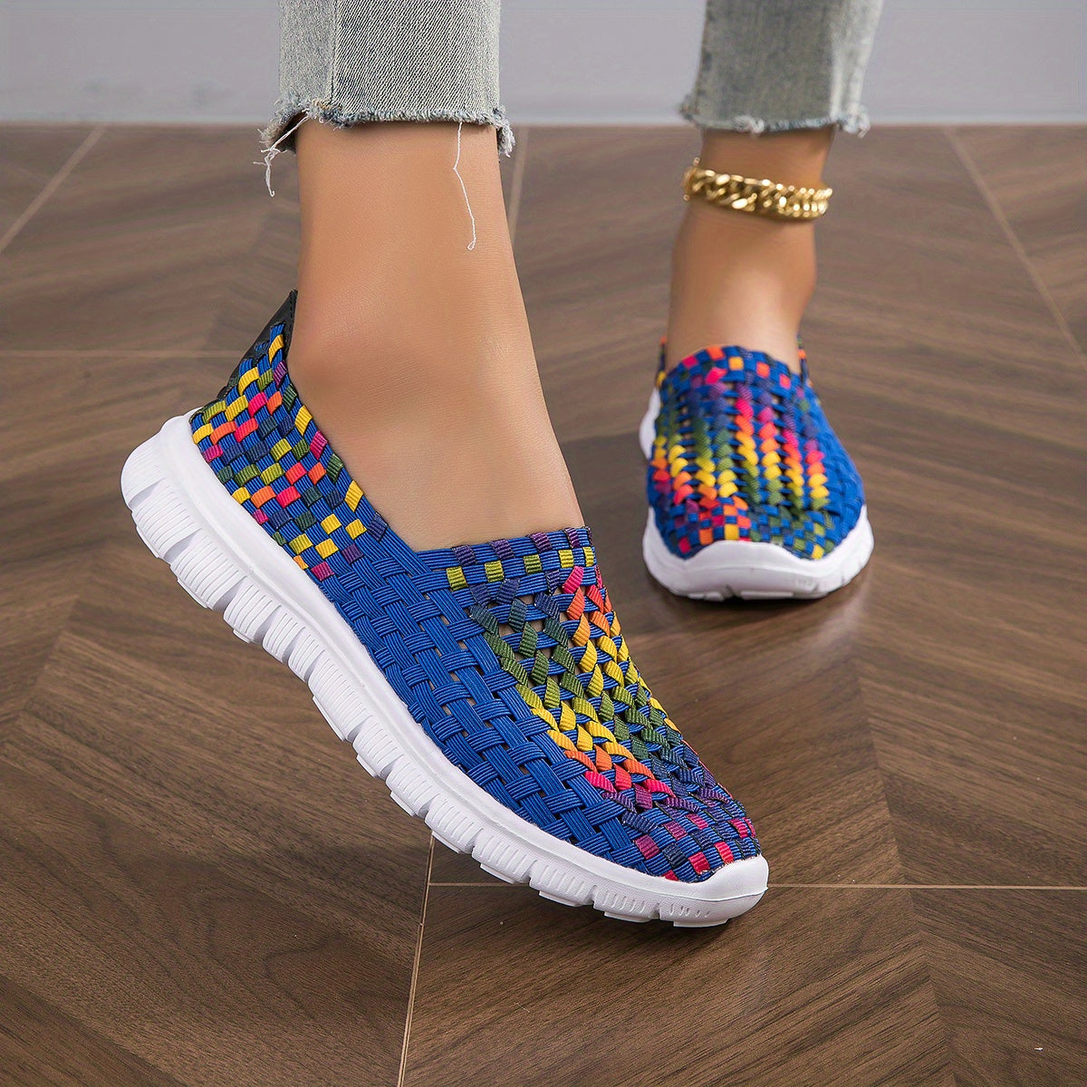 Women's Braided Flat Shoes Soft Sole Slip On Casual Lightweight Walking Shoes