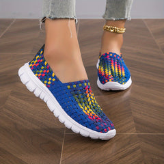 Women's Braided Flat Shoes Soft Sole Slip On Casual Lightweight Walking Shoes