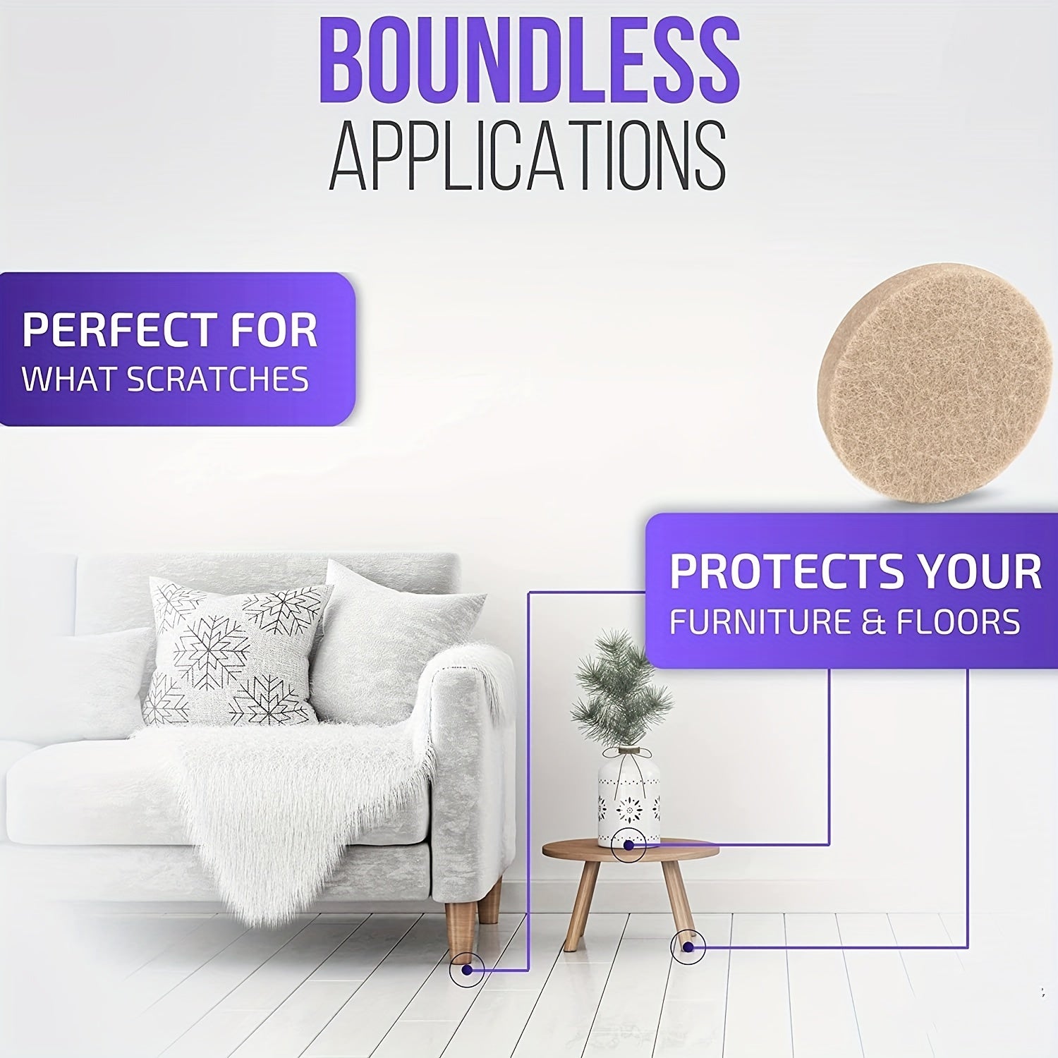 156pcs Beige Felt Furniture Pads for Hardwood Floors
