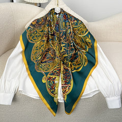 Silk Retro Orange Green Warm Shawl