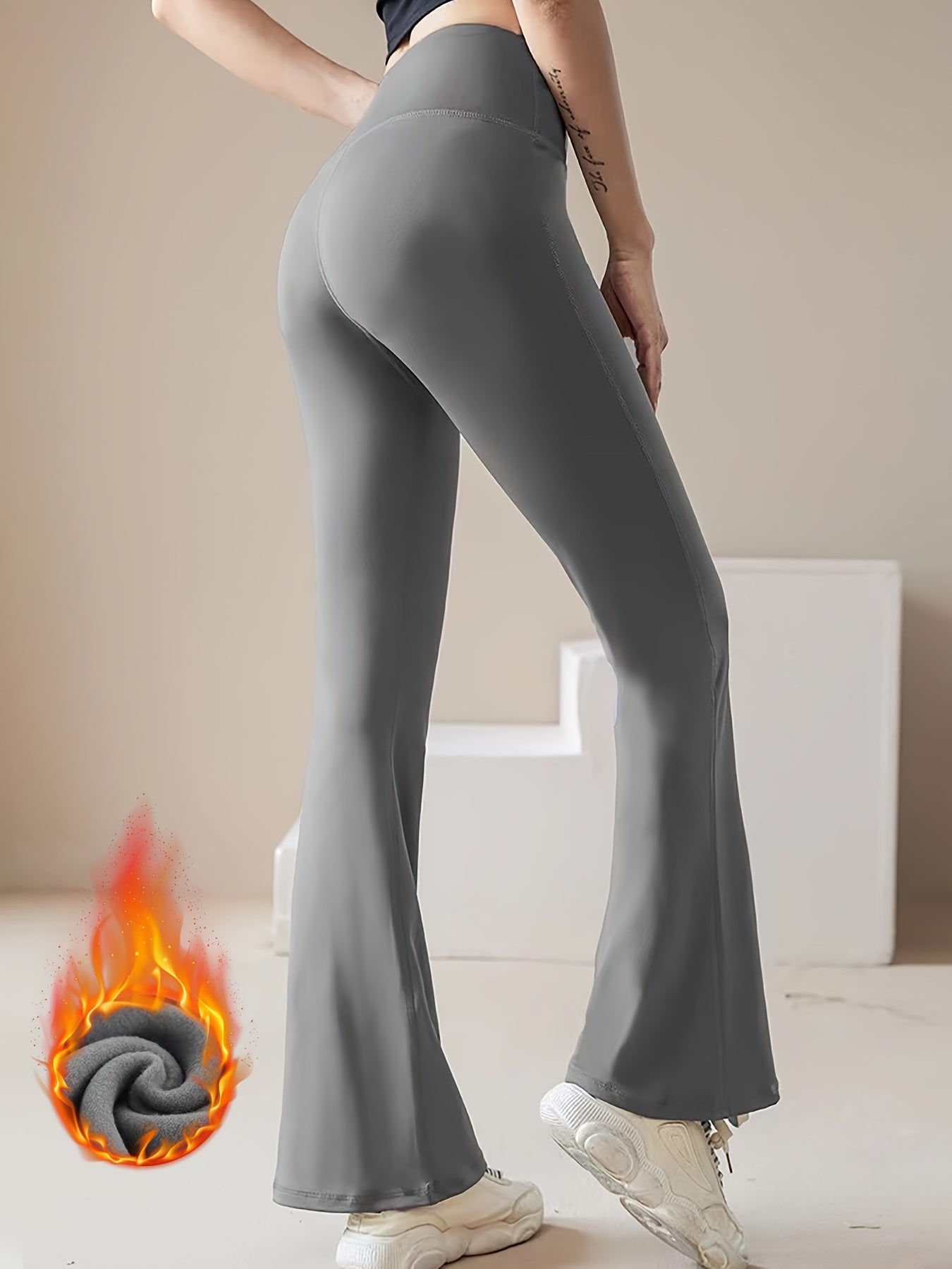Warm Flared Yoga Pants High Stretch Sports Running Bell Bottom Pants