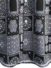 Vintage Geo Print Men Crop Collar Blouse