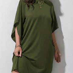 Casual Dress Women's Plus Plain Bat Sleeve