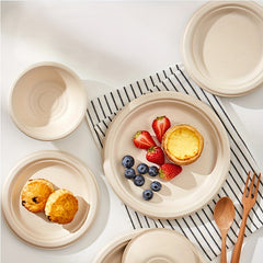 50pcs Natural Paper Disposable Plates Party Tableware Supplies