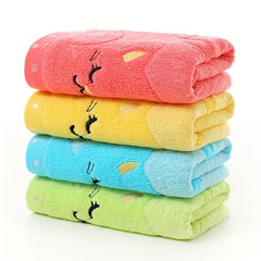 Cat Pattern Small Towel Bamboo Fiber Soft Absorbent Towel 9.84x19.69in