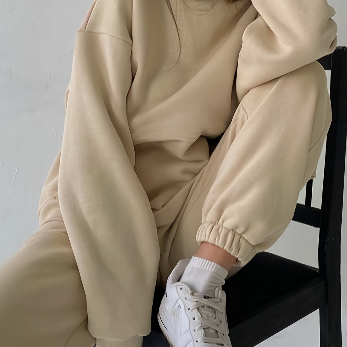  Solid Long Sleeve Hoodie & Joggers Set