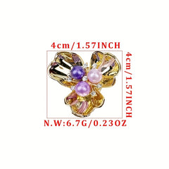 2pcs Floral Shirt Button Covers Rhinestone & Faux Decor Copper Base