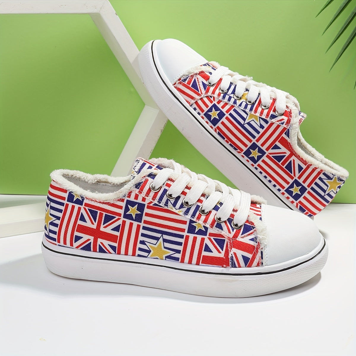 Women's Flag Canvas Sneakers Low Top Shoes