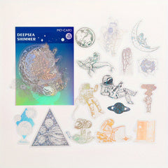 45pcs Glitter Laser Sticker Set for Literature Art Scrapbooking & DIY