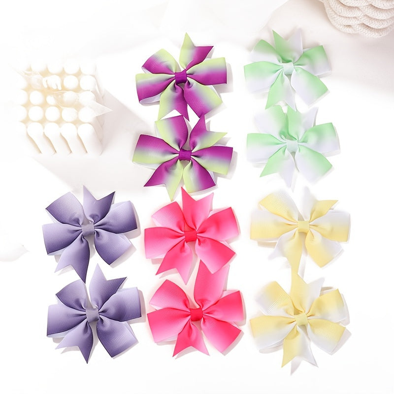 2pcs Plain Bow Hair Clip Ponytail Clip Baby Girls Hair Accessories