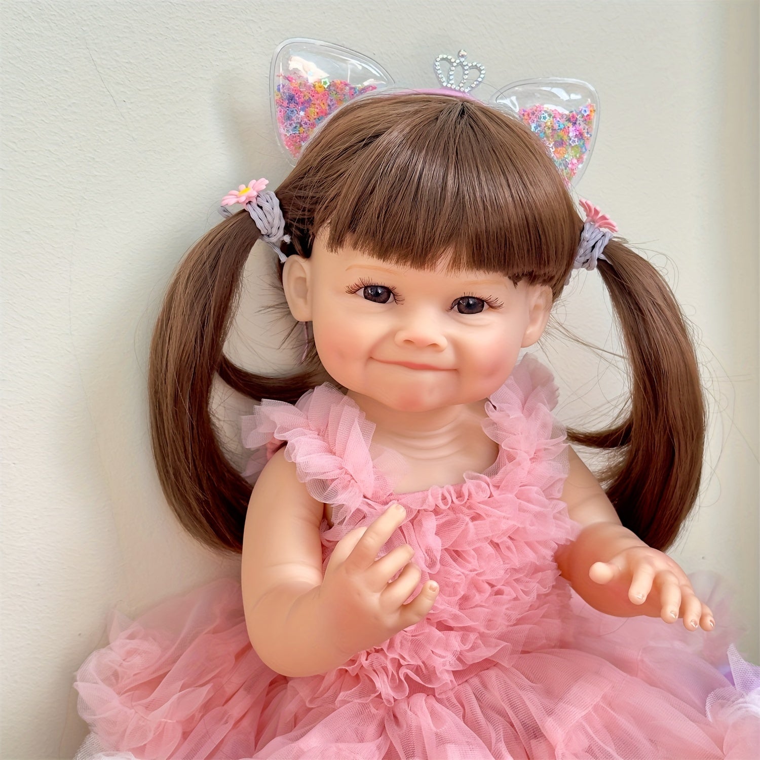 Pink Princess Reborn Doll Realistic Silicone Vinyl Flexible & Bathable