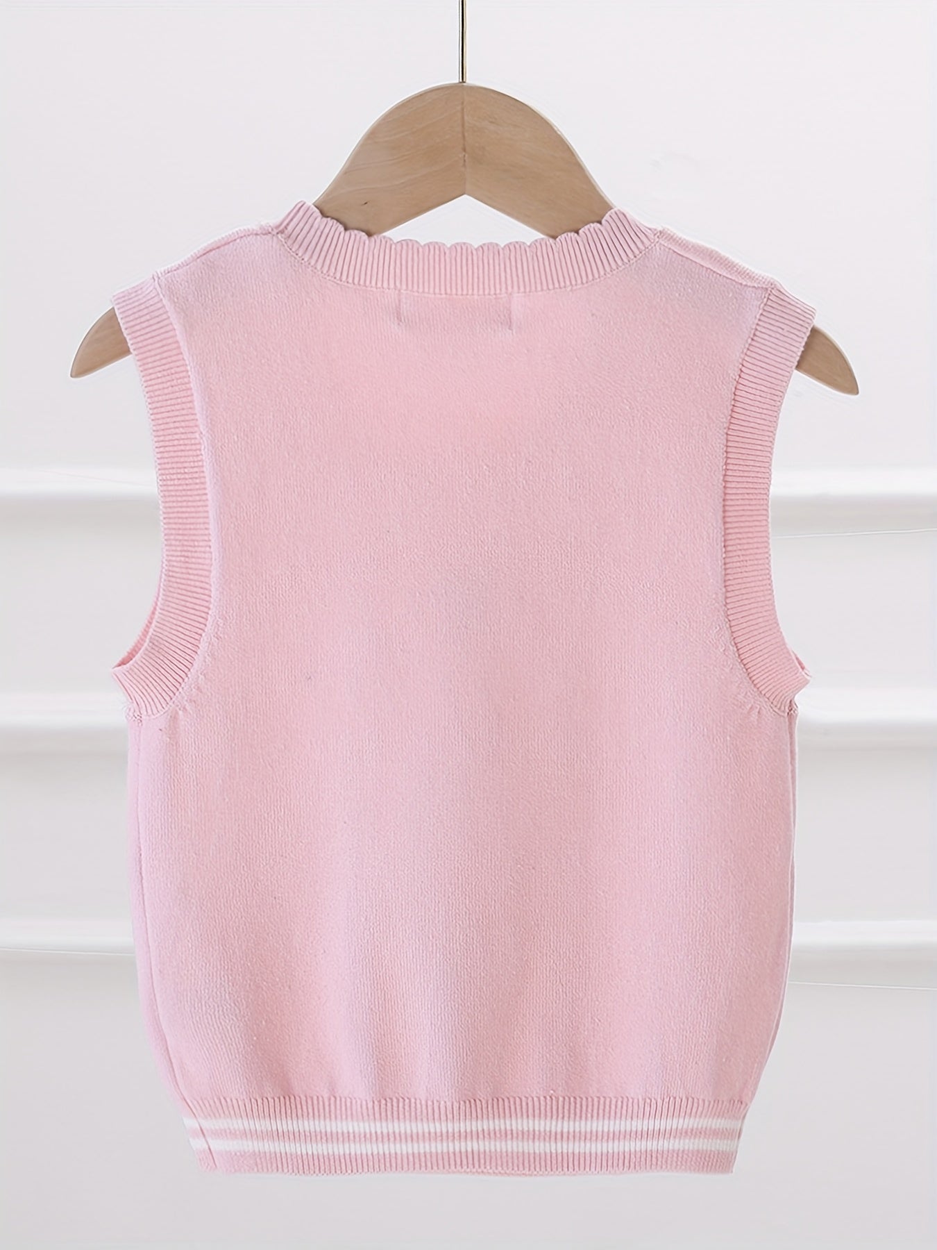 Girls' Flower Embroidered Knit Vest for Autumn/Winter