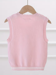 Girls' Flower Embroidered Knit Vest for Autumn/Winter