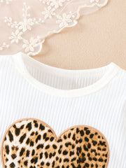 2pcs Baby Girl Leopard Print Romper & Briefs Set