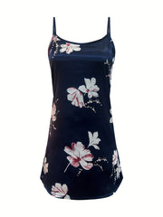 Floral Print Nightdress Crew Neck Sleep Dress Women's Sleepwear