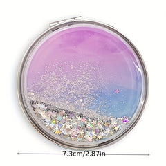 Quicksand Small Mirror Cartoon Double sided Portable Carry on Makeup Mirror