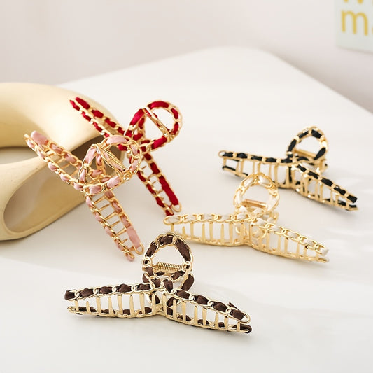 Metal Chain Hair Claw Clips Golden Non Slip Strong Grip Jaw Clip Thick Hair
