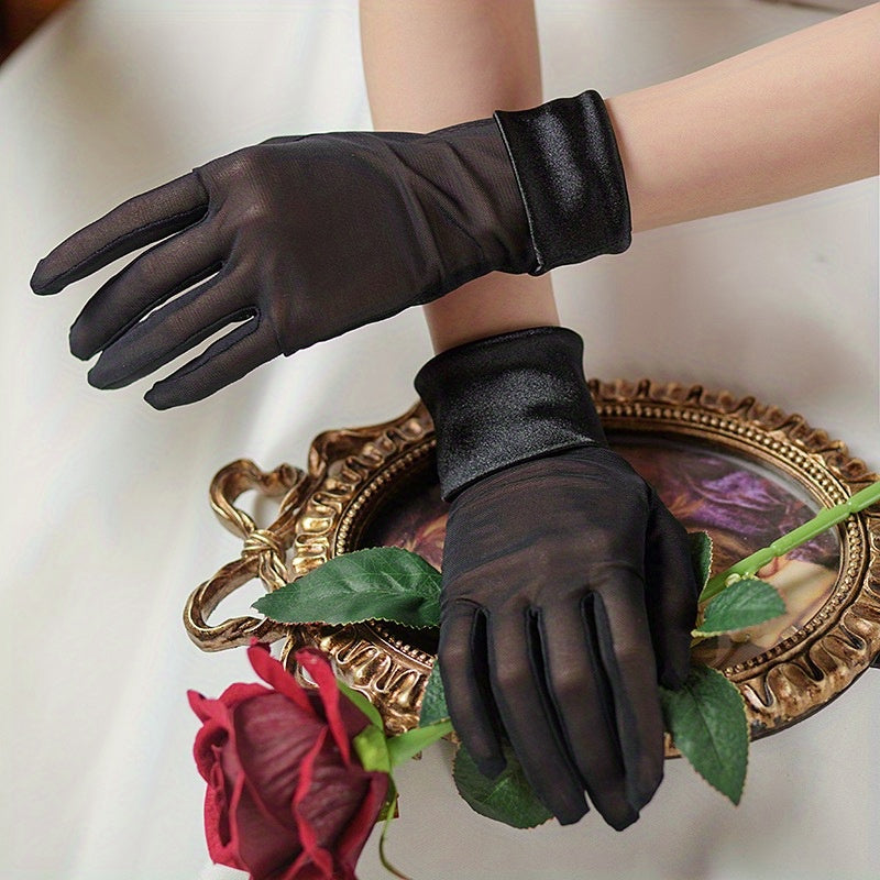 Short Satin Gloves Thin Breathable Solid Decoration Gloves