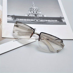 Y2K Rimless Sunglasses Cyberpunk UV400 Sun Shades Wrap Around