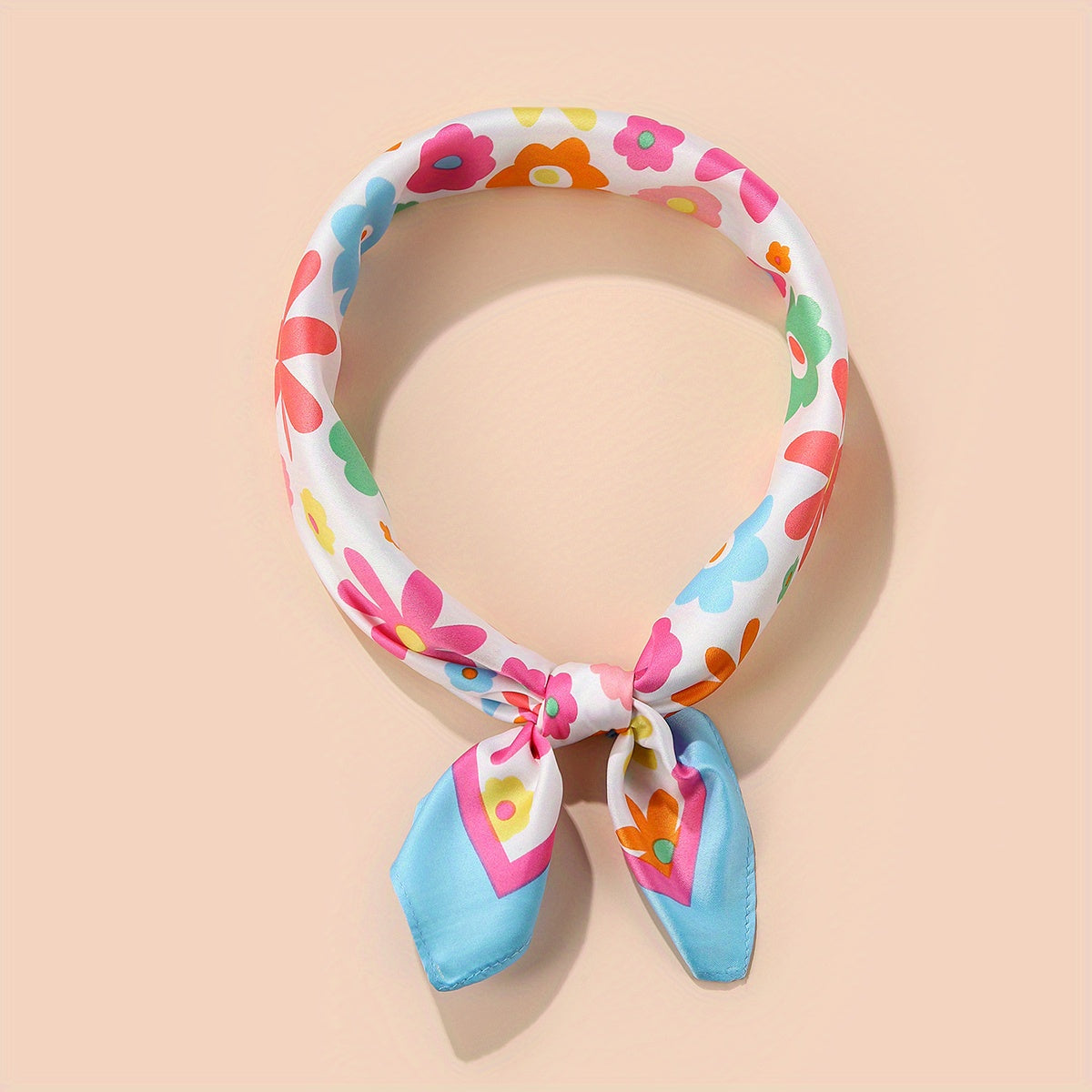 Cartoon Flower Print Bandana Silk Scarf Headband Face Covering