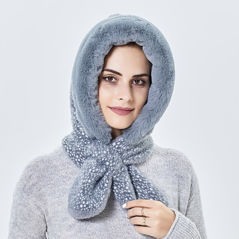 Plush Neck Warmer Snood Cap Hoodie Scarf Windproof Gift For Her