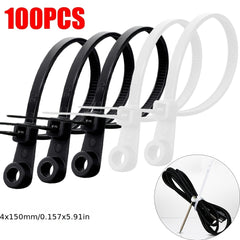100pcs Screw Hole Nylon Cable Ties Heavy Duty Adjustable Self locking Cord Ties