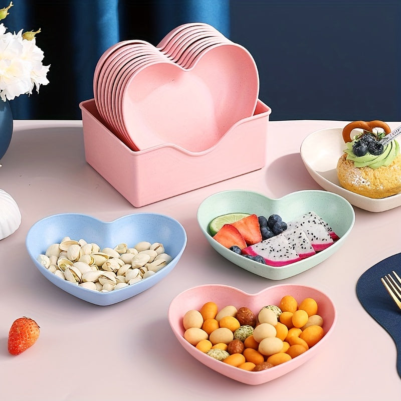 5pcs Heart Shaped Serving Tray Fruit Plate Snack Plate Kitchen Supplies