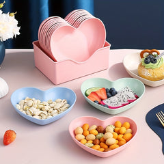 5pcs Heart Shaped Serving Tray Fruit Plate Snack Plate Kitchen Supplies