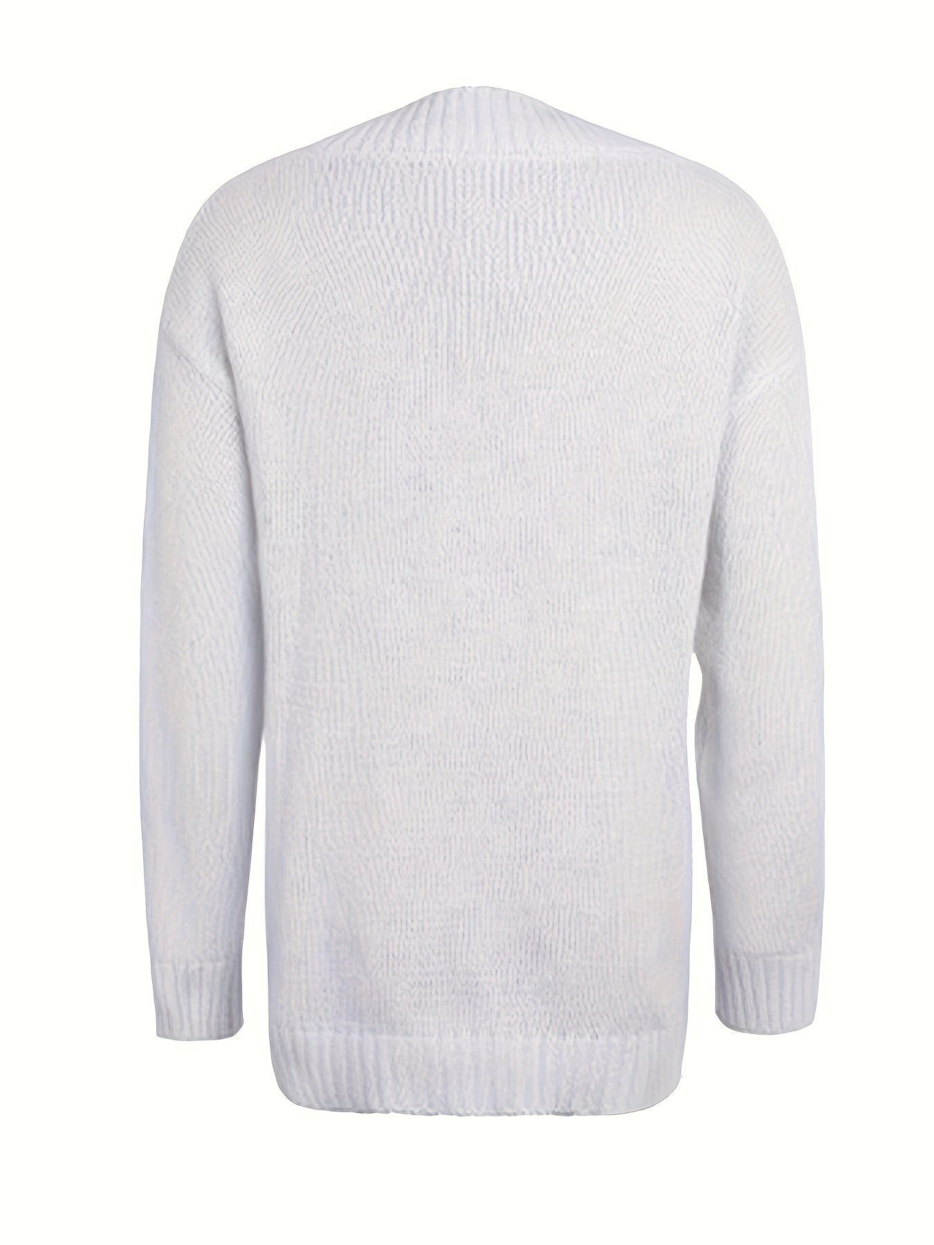  Casual Sweater Women's Plus Solid V Neck High Stretch