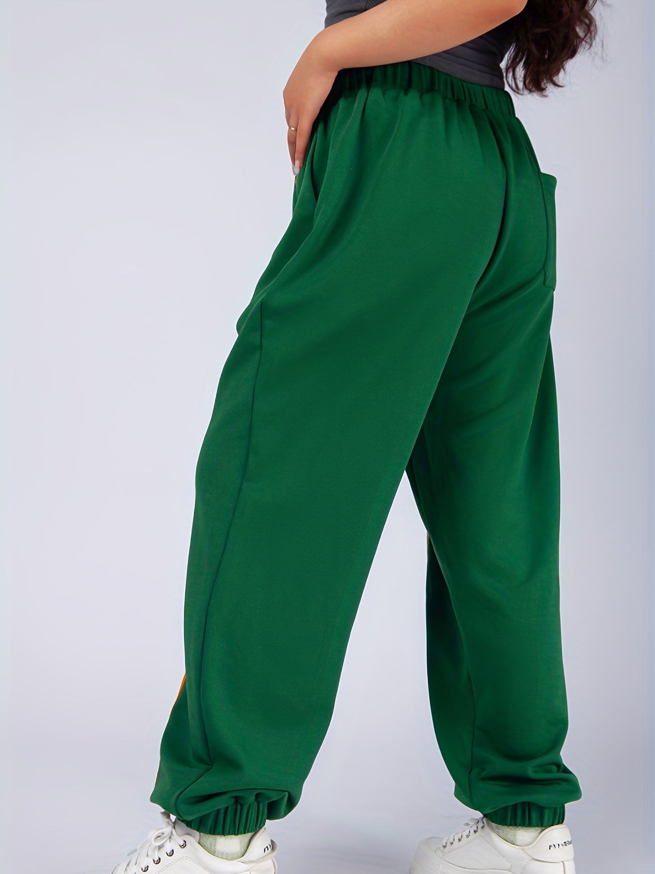  Casual Sports Pants Women's Plus Stitching Elastic Drawstring