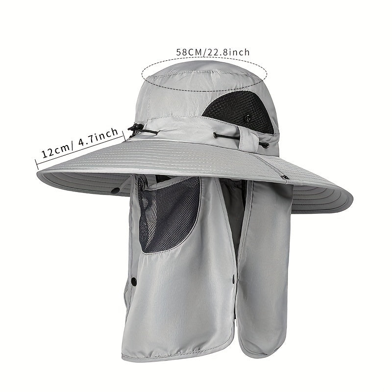 Breathable Bucket Hat with Face Cover for Sun Protection