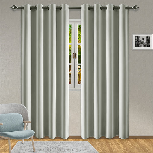 Light Gray Blackout Curtain Autumn Retro Style