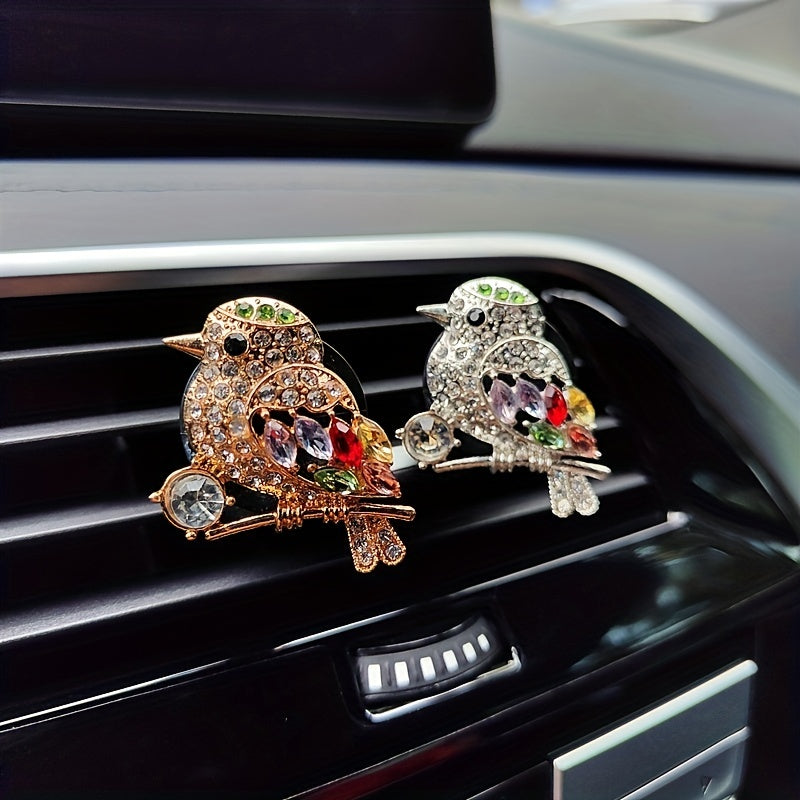 Colorful Bird Car Air Outlet Aromatherapy Clip with Artificial Diamond