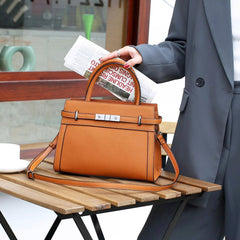 Green Leather Tote Bag with Zipper Closure & Detachable Strap