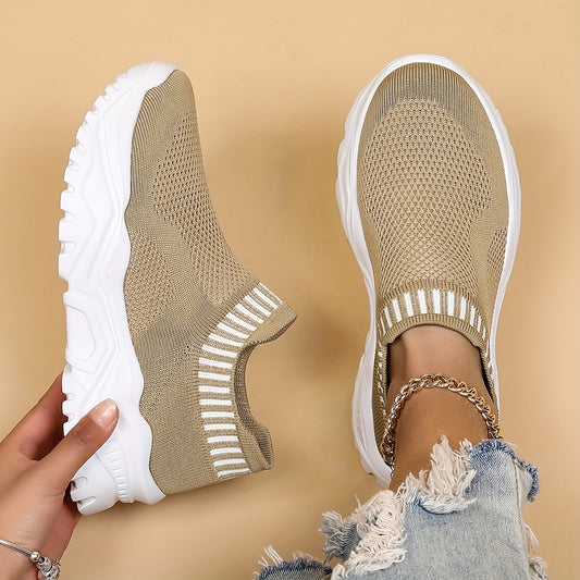 Women's Knit Slip-On Platform Sneakers Breathable Casual Daily Shoes